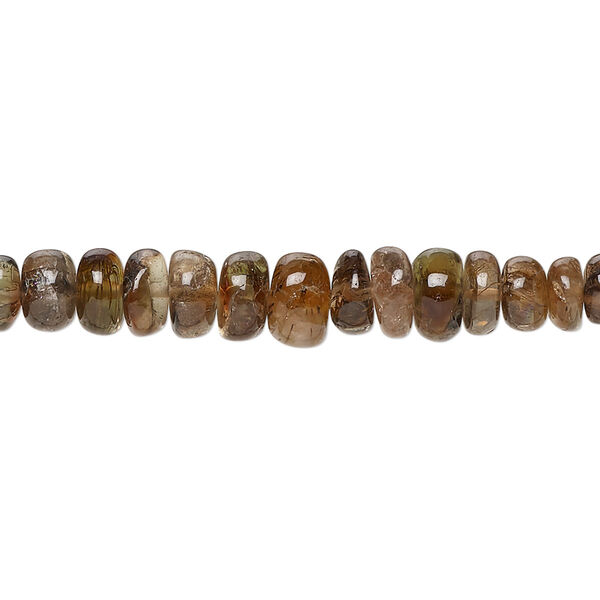 Bead, andalusite (natural), 3x2mm-7x4mm graduated hand-cut uneven rondelle with 0.4-1.4mm hole, B grade, Mohs hardness 7 to 7-1/2. Sold per 17-inch strand. image number 0
