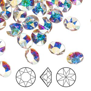 Chaton 48pk crystal AB foil back, Crystal Passions® 8.16-8.41mm round SS39 1088