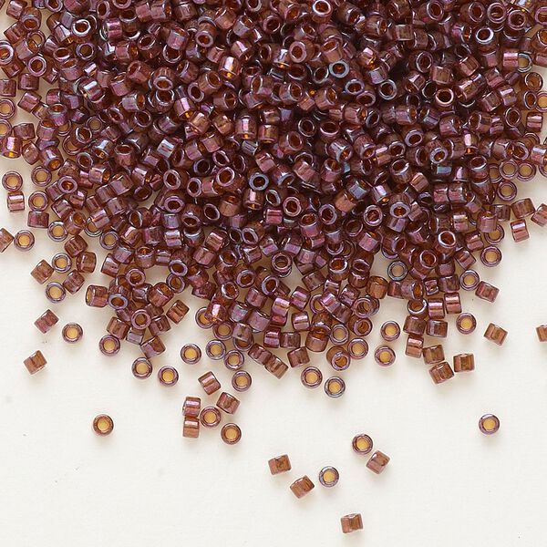 Seed bead, Delica®, glass, pkg/7.5g, #11 round, translucent gold luster mulberry (DB-0129). image number 0