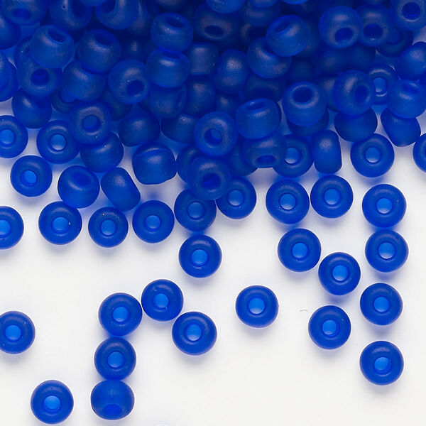 Seed bead, Miyuki, glass, pkg/25g, #6 rocaille, translucent matte cobalt (RR-151F). image number 0