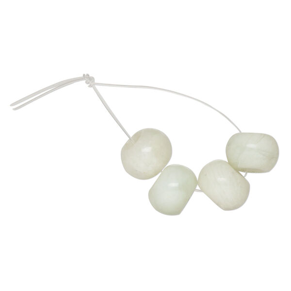 Bead, Dione®, sea green new "jade" (serpentine), (natural), 12x9mm hand-cut rondelle. Sold per pkg of 4. image number 0
