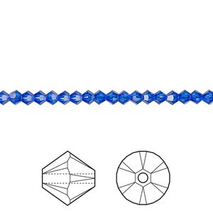 Bead 144pk majestic blue, Crystal Passions® 3mm bicone 5328
