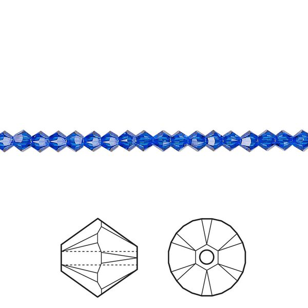 Bead 144pk majestic blue, Crystal Passions® 3mm bicone 5328 image number 0