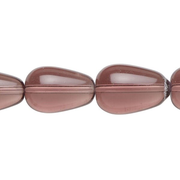 Bead, glass, transparent purple, 17x11mm-18x13mm teardrop. Sold per 15-1/2" to 16" strand. image number 0