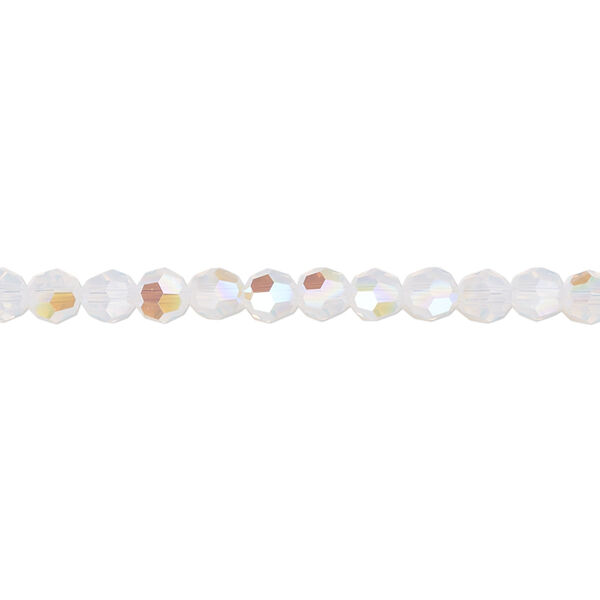 Bead 12pk white opal shimmer, Crystal Passions® 4mm round 5000 image number 0