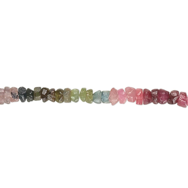 Multi-tourmaline 1pkg1, hand-cut tumbled faceted rondelle bead natural 14 inch 3x1mm-5x3mm image number 0