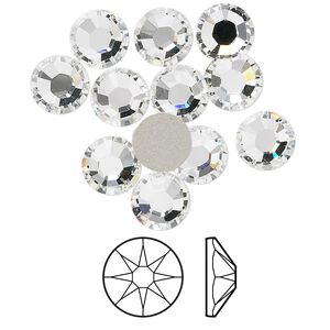 Flat back 12pk crystal foil back, Crystal Passions® 7.07-7.27mm rose round SS34 2088