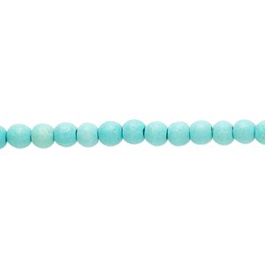 Bead, "turquoise" (resin) (imitation), light teal green, 4mm round. Sold per 15-inch strand.