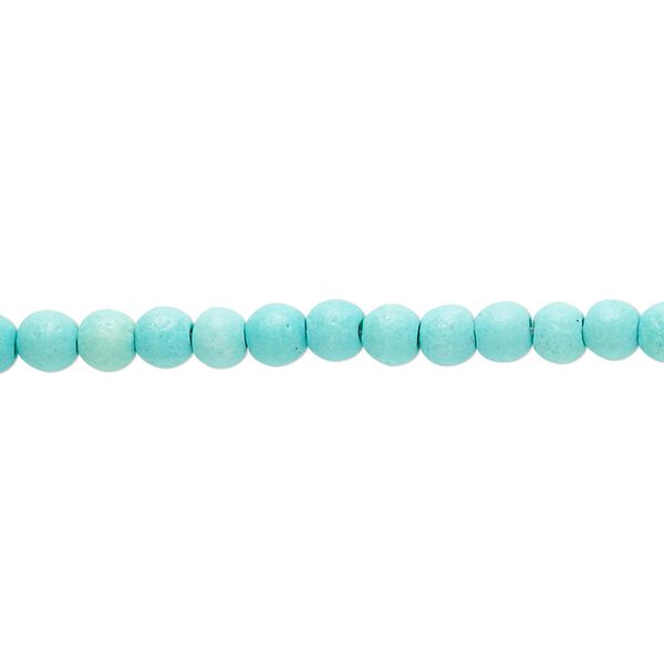 Bead, "turquoise" (resin) (imitation), light teal green, 4mm round. Sold per 15-inch strand. image number 0