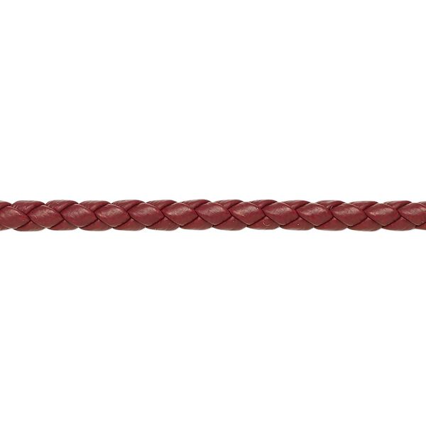 Bolo cord, leatherette, matte burgundy, 3mm braided round. Sold per 5-yard section. image number 0