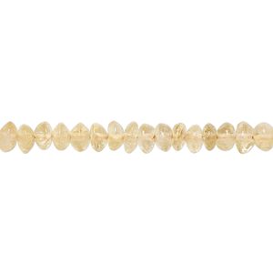 Citrine 1pkg1, hand-cut smooth button bead 15.5-16 inch 4x2mm-5x3mm