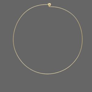 Neckwire, gold-finished brass, 1mm rigid round, 16 inches with 6mm twist-off bead end. Sold individually.