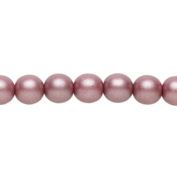 Bead, Czech glass druk, opaque satin mauve, 8mm round. Sold per 15-1/2" to 16" strand. image number 0
