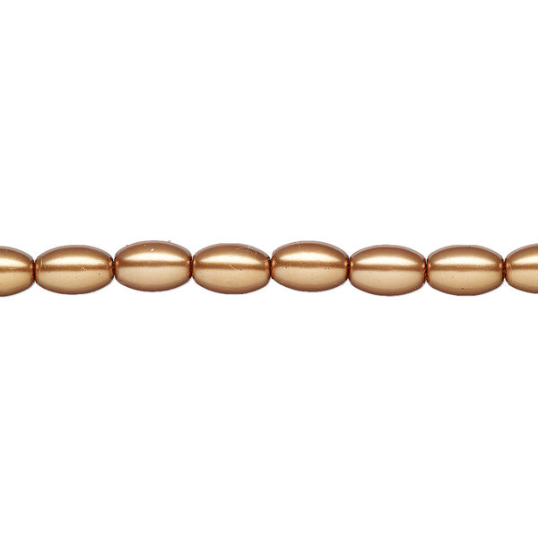 Pearl 1pk bright gold, Celestial Crystal® 6x4mm rice 15.5-16 inch image number 0