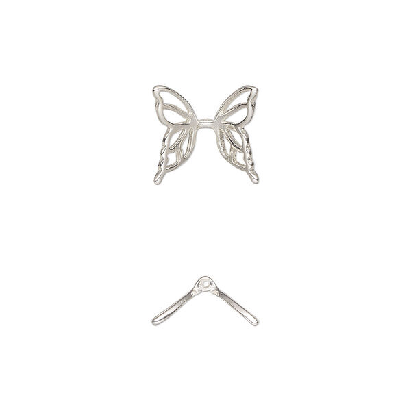 Bead, Amoracast®, sterling silver, 11mm butterfly wing with cutout design. Sold individually. image number 0
