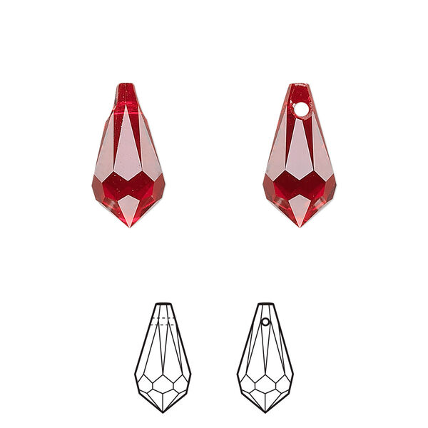 Drop 4pk Siam, Crystal Passions® 15x7.5mm pendant teardrop 6000 image number 0