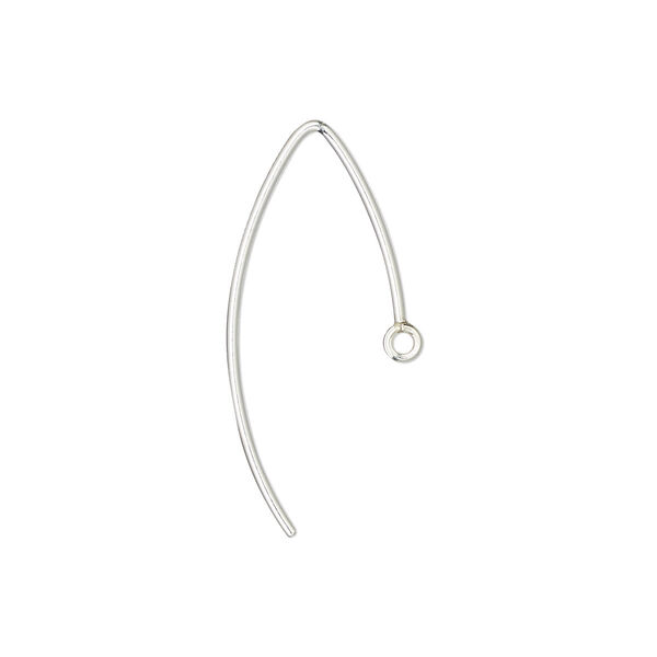Ear wire, sterling silver, 18mm marquise with closed loop, 20 gauge. Sold per pair. image number 0