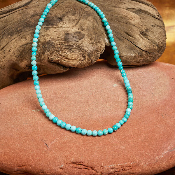 Bead 1pk Kingman turquoise, stabilized, B grade 3.5mm-5.5mm graduated hand-cut round 15.5-16 inch image number 2