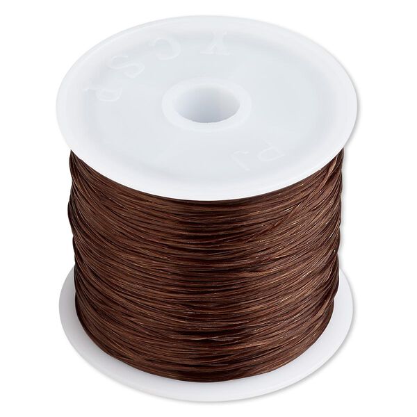 Cord, stretch, elastic floss, brown, 0.5mm diameter, 3-pound test. Sold per 150-foot spool. image number 0