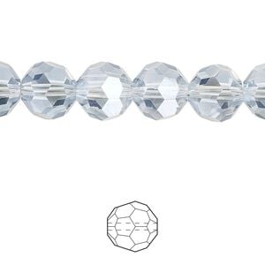Bead 48pk translucent crystal silver night, Celestial Crystal® 10mm round