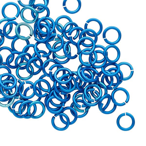 Jump ring, anodized tempered aluminum, light blue, 6mm round, 4.2mm inside diameter, 18 gauge. Sold per pkg of 100. image number 0