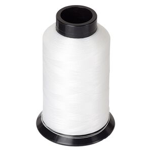 Thread, Nymo®, nylon, white, size D. Sold per 3-ounce spool.