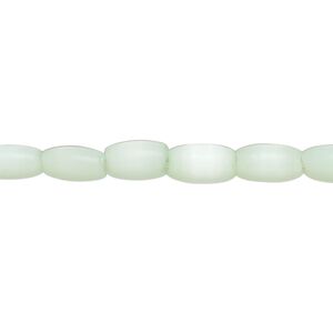Bead, fiber optic glass, pkg/14 inch, opaque light green, 8x4mm center-drilled oval.