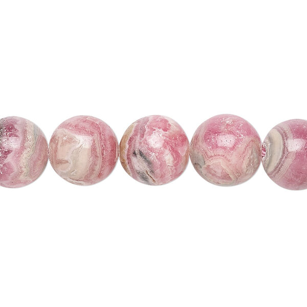 Bead, rhodochrosite (natural), 9-10mm round, C grade, Mohs hardness 3-1/2 to 4-1/2. Sold per 15-1/2" to 16" strand. image number 0