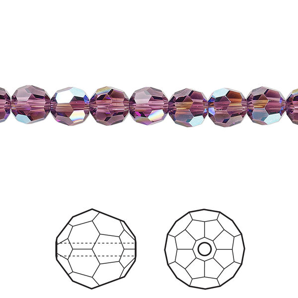 Bead 144pk amethyst shimmer, Crystal Passions® 6mm round 5000 image number 0