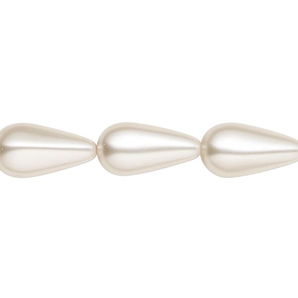 Pearl 50pk white, Preciosa Czech crystal 15x8mm pear image number 0