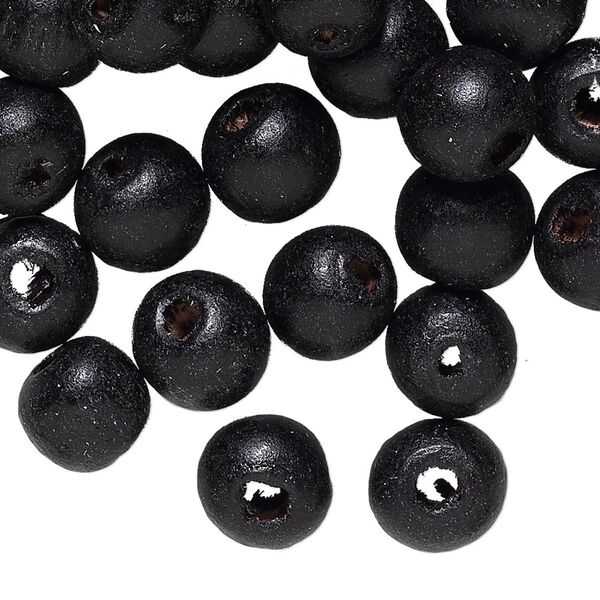 Bead, painted sugar maple (coated), glossy black, 10x8mm hand-cut rondelle. Sold per pkg of 450-500. image number 0