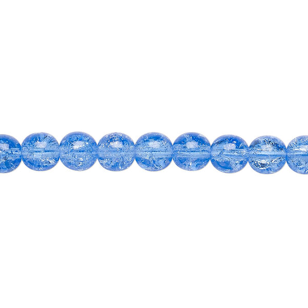 Bead, Czech crackle glass druk, blue, 6mm round. Sold per 15-1/2" to 16" strand. image number 0