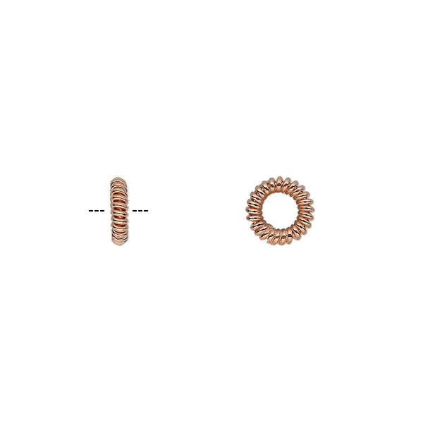 Bead, copper, 7x2mm twisted rondelle. Sold per pkg of 50. image number 0