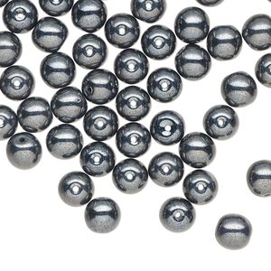 Czech glass 1pkg60, round druk bead hematite 6mm