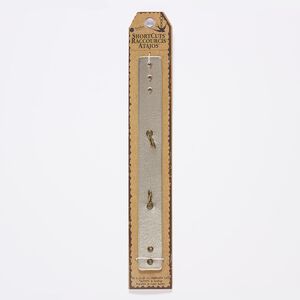 Bracelet component, letherette / antique brass-finished "pewter" (zinc-based alloy) / steel, gold, 25mm wide with textured design, wearable from 6 to 8 inches with stud button closure and (2) lobster claw clasps. Sold individually.