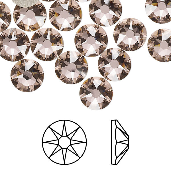 Flat back 12pk vintage rose foil back, Crystal Passions® 8.412-8.672mm rose round SS40 2088 image number 0