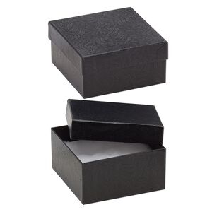 Box, paper, "cotton"-filled, black, 3-3/4 x 3-3/4 x 2-inch square. Sold per pkg of 10.