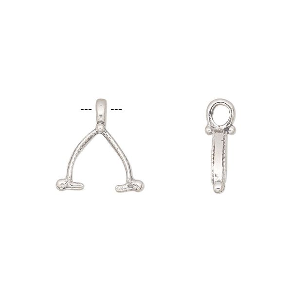 Bail, ice-pick, antiqued sterling silver, 15x13mm with rope design, 8mm grip length. Sold individually. image number 0