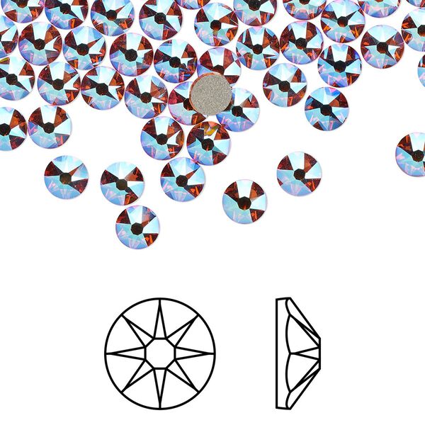 Flat back, Crystal Passions® crystal rhinestone, tangerine shimmer, foil back, 3.8-4mm Xirius rose (2088), SS16. Sold per pkg of 144 (1 gross). image number 0