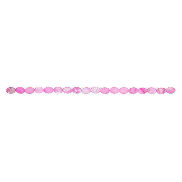 Mother-of-pearl shell 1pkg1, flat oval bead 15 inch mountain pink 14x10mm-14x11mm image number 1