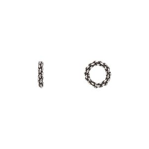 Bead, antiqued sterling silver, 8x2mm fancy rondelle. Sold per pkg of 10.