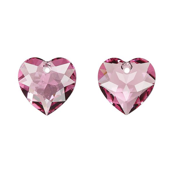 Drop 24pk rose, Swarovski® 14.5mm pendant heart cut 6432 image number 0