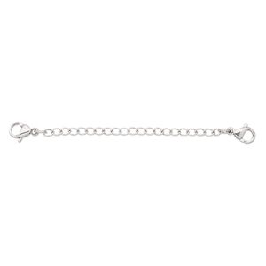 Extender chain 1pkg1 curb, 2.4mm / double lobster claw clasp, stainless steel 2 inch unfinished