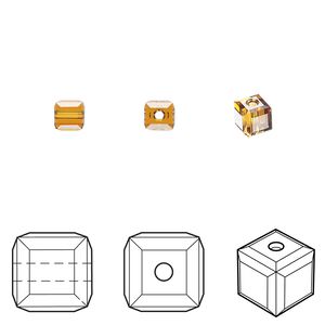 Bead 288pk topaz, Swarovski® 4mm cube 5601