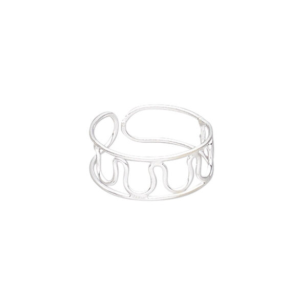 Ring, silver-plated brass, 7mm wide, adjustable. Sold individually. image number 0
