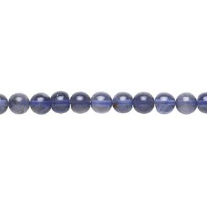 Iolite 1pkg1, hand-cut round bead 15.5-16 inch 5mm
