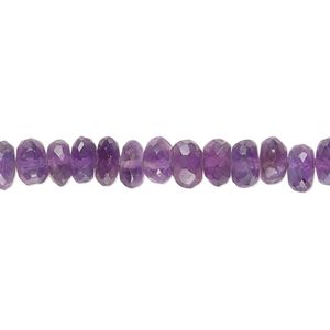 Amethyst 1pkg1, hand-cut faceted rondelle bead natural 8 inch 5x3mm-6x4mm
