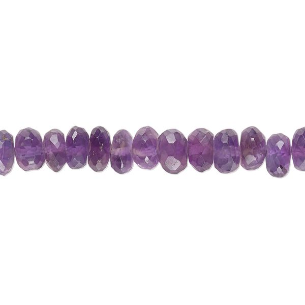Amethyst 1pkg1, hand-cut faceted rondelle bead natural 8 inch 5x3mm-6x4mm image number 0