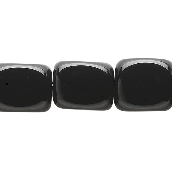 Bead, black onyx (dyed), 15x12mm rounded cube, B grade, Mohs hardness 6-1/2 to 7. Sold per 15-1/2" to 16" strand. image number 0