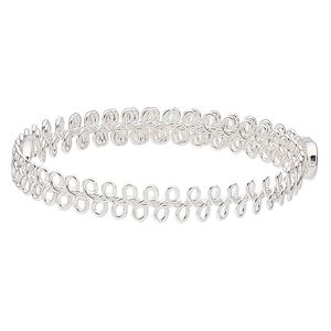 Bracelet component, silver-finished carbon steel memory wire, 8mm wide with 120 loops, adjustable from 8 to 9 inches. Sold individually.